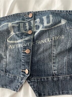 FUBU Y2K Graphic Denim Corset Top